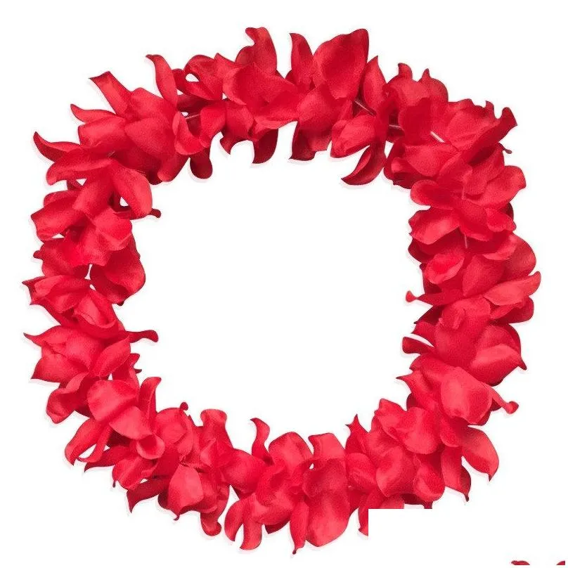 Decorative Flowers & Wreaths Hawaiian Flower Garland Necklace Ha Leis Festive Party Artificial Silk Wreaths Wedding Drop Delivery Home Dhndz