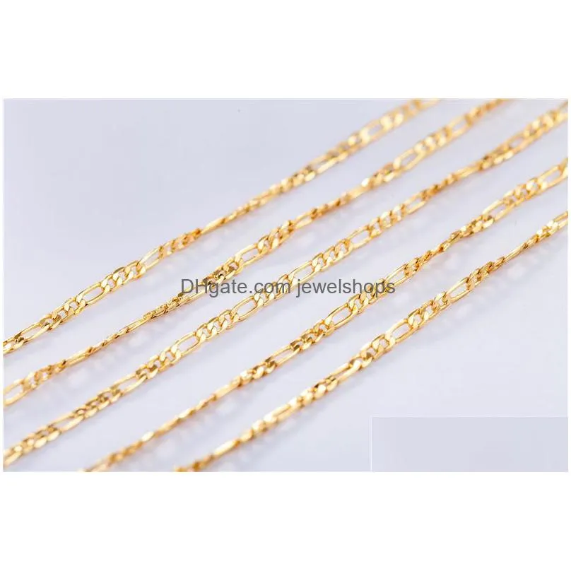 Chains 2Mm Figaro Chain Gold Plated Necklaces For Men Women 31 Flat Design Jewelry Fashion Diy Accesories Gifts 16 18-30 Inches Drop D Dhvp5