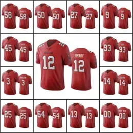 Football Jersey ``Bay``Buccaneers``12 Tom Brady 45 Devin White 14 Chris Godwin````Women Youth Custom Red Vapor Limited Jersey