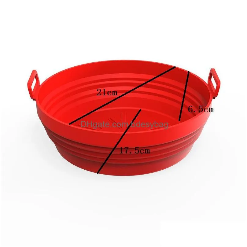 foldable air fryer silicone pot non stick baking tray fried chicken basket mat air fryers liner replacemen grill pan tool lx5234