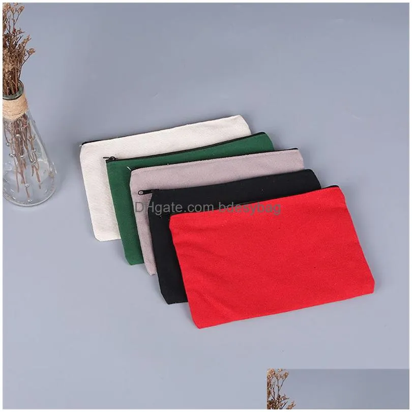 colorful canvas pencil pouch zipper makeup bag blank craft diy bags multipurpose toiletry stationary storage bags lx5270