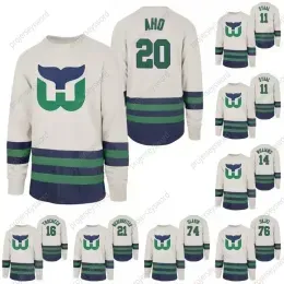 Hartford``Whalers``CUSTOM Center Ice Crew Jersey Sebastian Aho Gordie Howe Ron Francis Justin Williams Bobby Hull Pat Verbeek John McKenzie Je