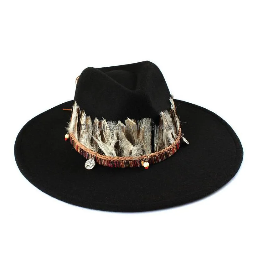 berets  western beaded hatband handmade feather men women beadwork ethnic flairberets