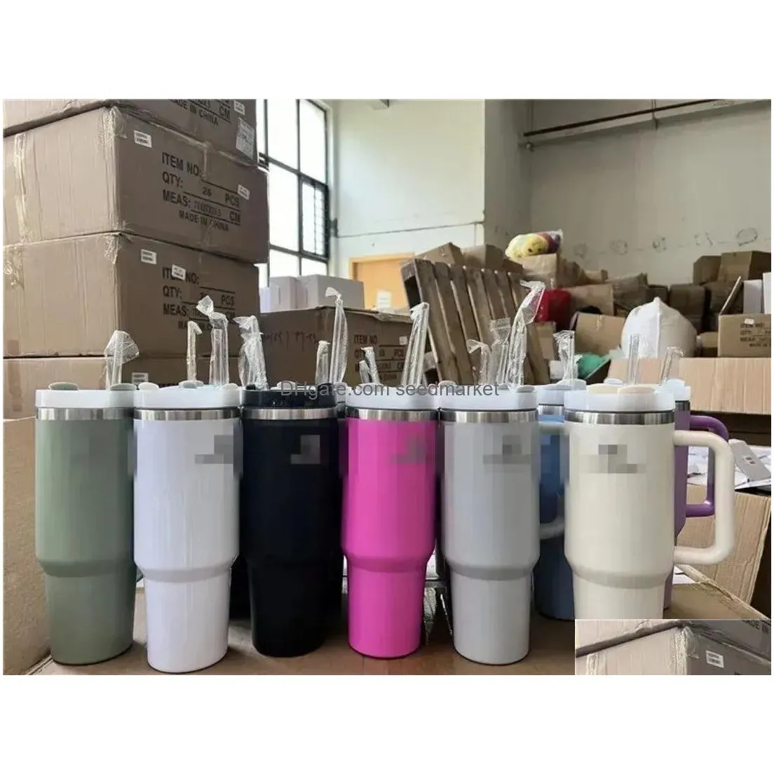 ready to ship quencher tumblers h2.0 40oz stainless steel cups with silicone handle lid and straw 2nd generation car mugs keep drinking cold water