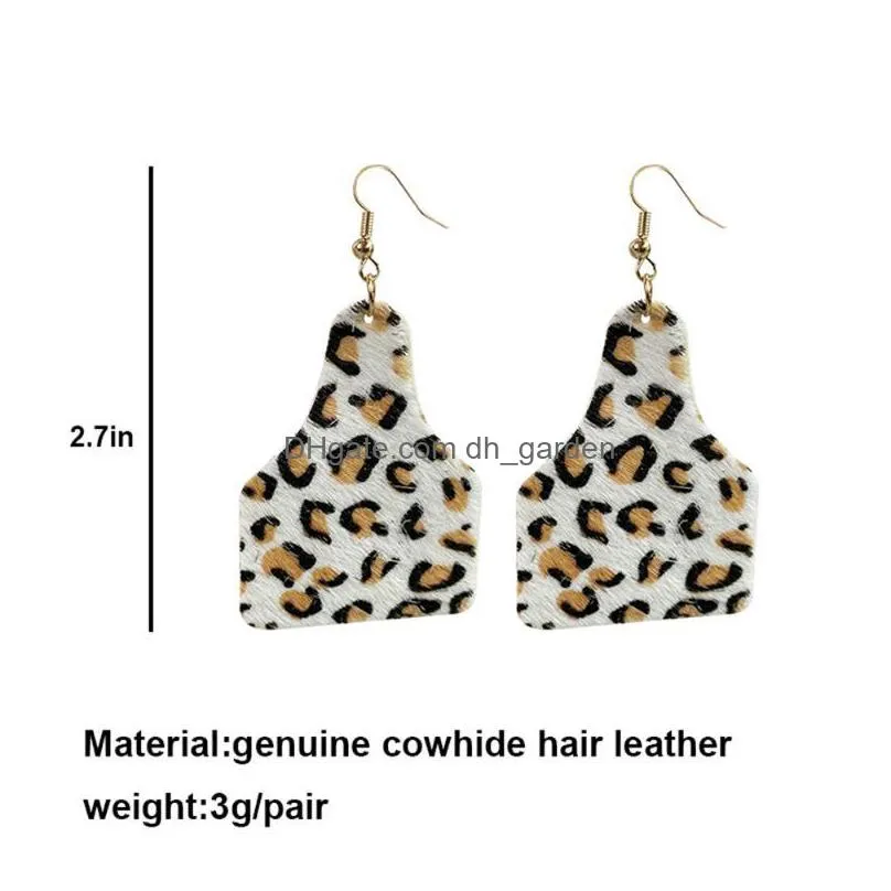 dangle chandelier potosala leopard print leather teardrop earrings lightweight natural texture lattice ladies fashion jewelry gifts