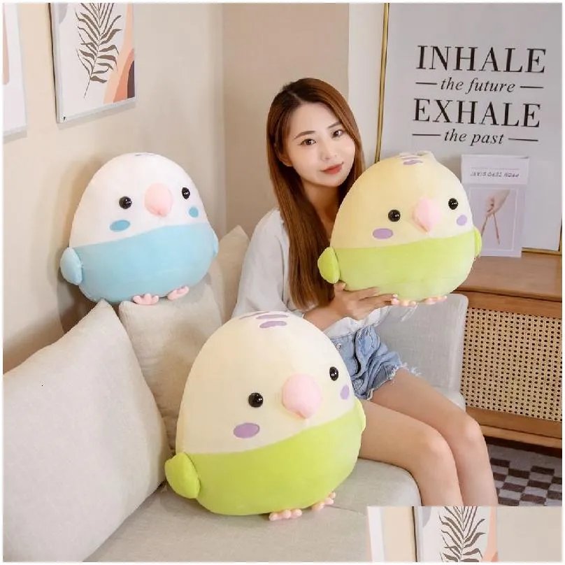 Stuffed Plush Animals 30/40cm Cartoon Fat Round Budgerigar Parrot Plush Toys Stuffed Animal Doll Soft Bird Pillow Cute Birthday Gift for Kids Girls