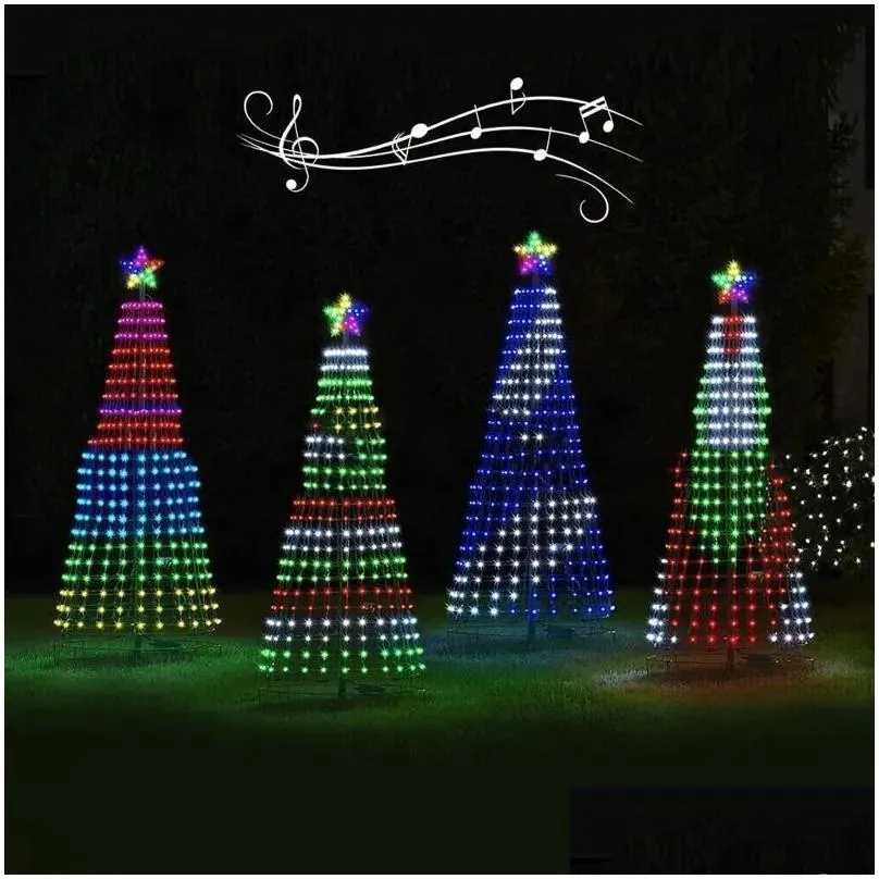 Christmas Decorations Christmas Decorations 110V-240V Useuukau Plug Animated Lightshow Cone Tree Led Yard Light String Lights Waterpro Dhytf