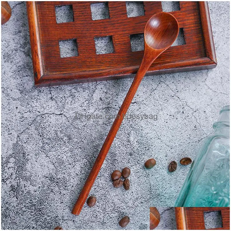 new arrival 20cm round stick wooden long handle spoon coffee spoon honey mixing spoon wholesale lx2734