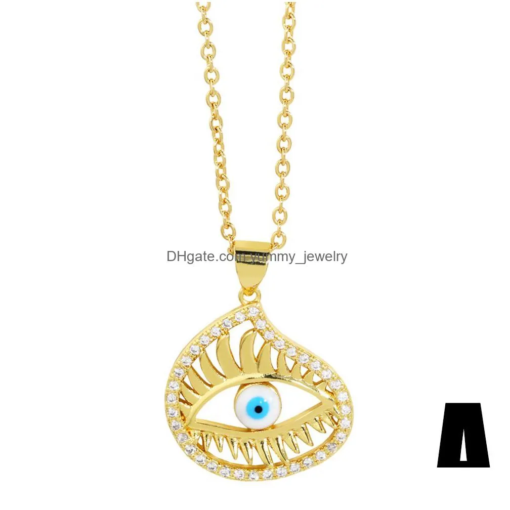 Pendant Necklaces Enamel Evil Eye Pendant Necklaces For Women Crystal Round Gold Chain Greek Turkish Jewelry Vne105 Drop Delivery Jewe Dhosk