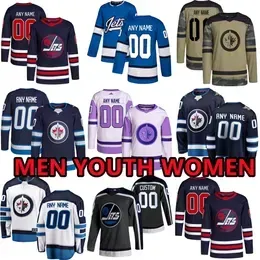 Custom Hockey Jerseys Winnipeg``Jets``Mens 37 Connor Hellebuyck 55 Mark Scheifele 80 Pierre-Luc Dubois 26 Blake Wheeler 22 Mason Appleton 36 Morgan Barron Capobianco