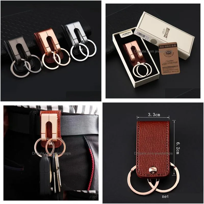 Key Rings High Quality Waist Hanging Keychain Through Belt Genuine Leather Car Key Holder Sleutelhanger Llaveros Hombre Drop Delivery Dhlig