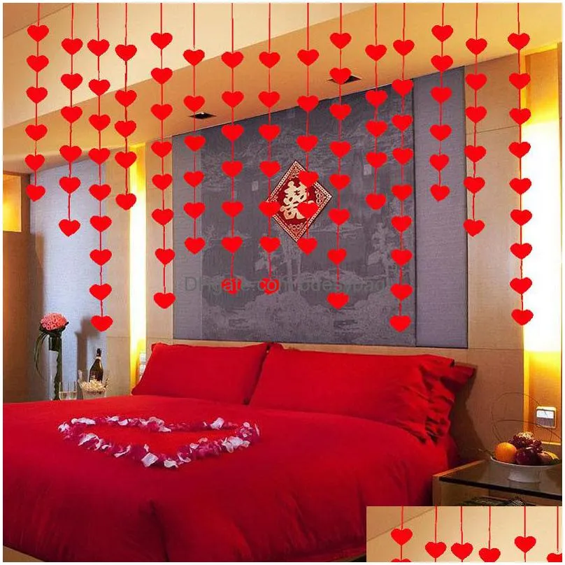 16 hearts romantic wedding decoration marriage room layout diy nonwoven garland creative love heart curtain za5819