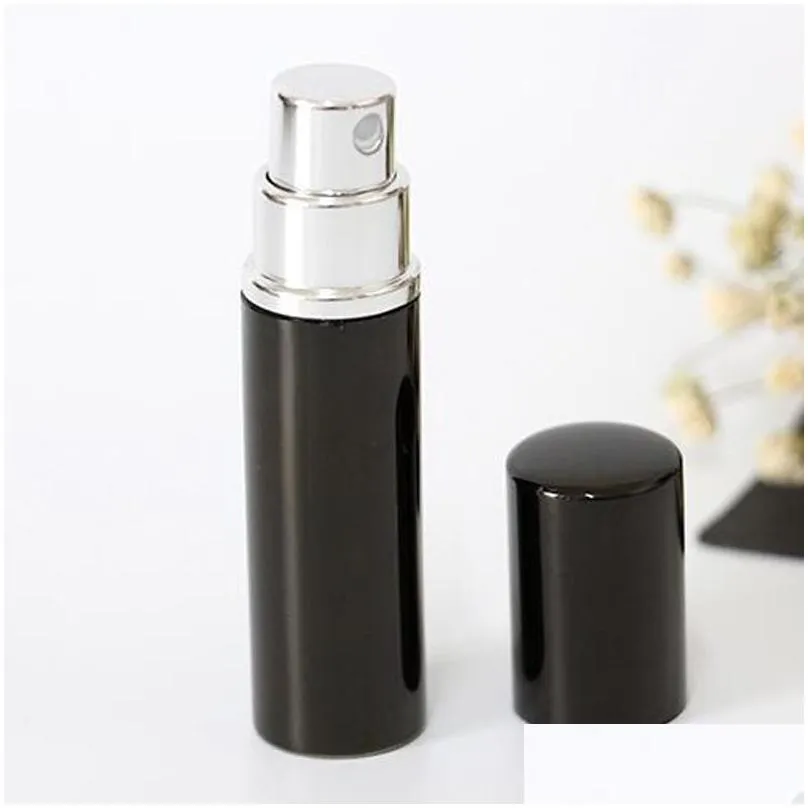 Packing Bottles Wholesale Refill Bottle Black Color 5Ml Mini Portable Refillable Per Atomizer Spray Bottles Empty Cosmetic Containers Dhoya