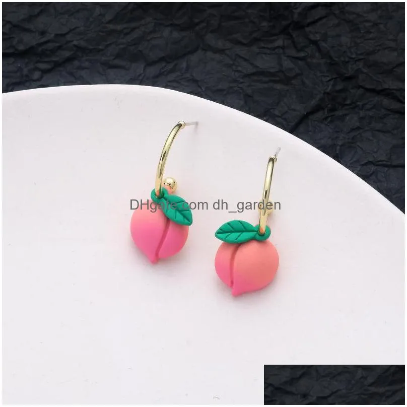 dangle chandelier 2021 pink peach earrings short fashion ear jewelry fruit series for women