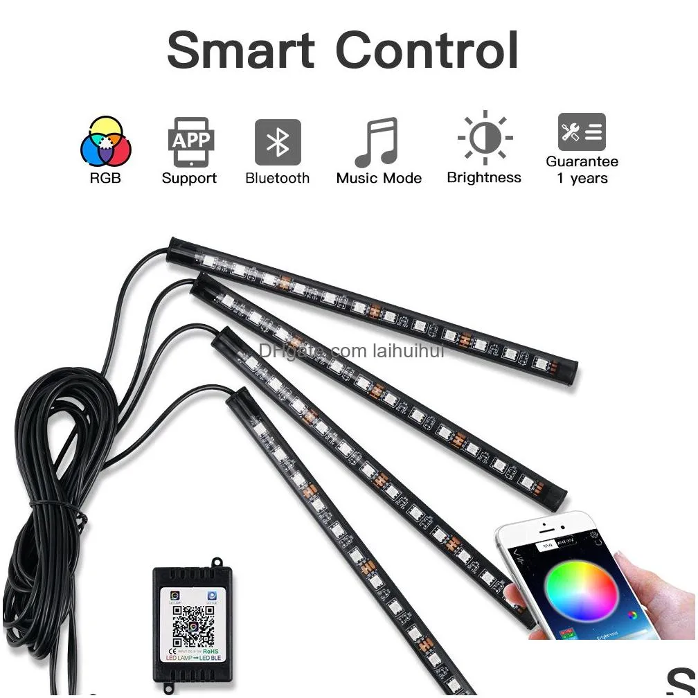 Hid Xenon Kits Car Led Strips Lights 364872 Ambient Rgb Usb 12V Interior Decorative Lamp App Wireless Remote Mode9209698 Drop Delive Dhrdn