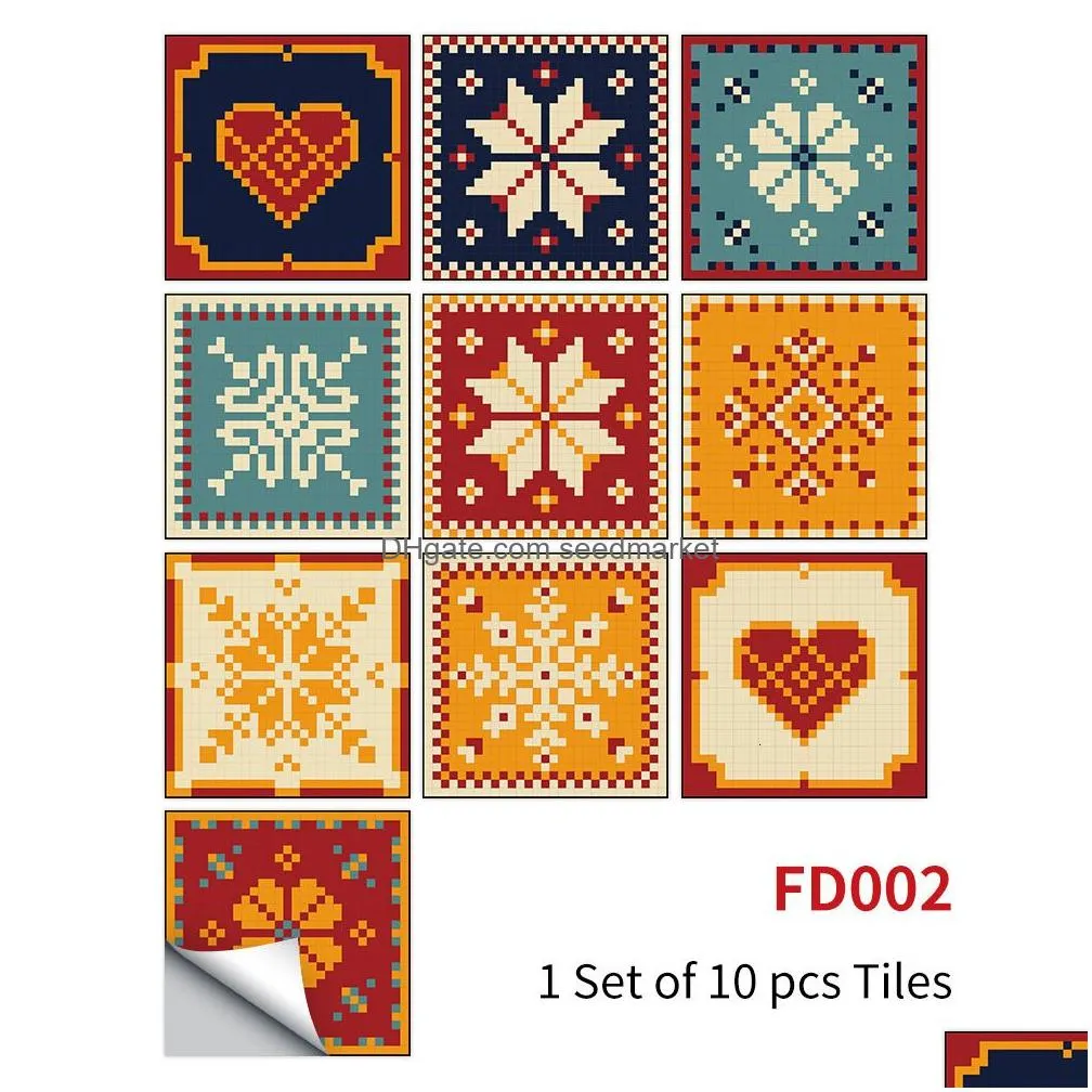 30pcs pvc waterproof self-adhesive wall stickers moroccan style furniture kitchen bathroom floor decorative tile stickers 220504