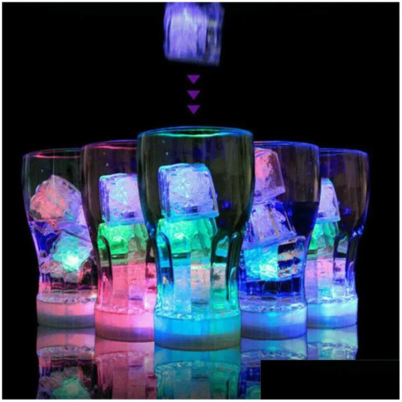 Other Festive & Party Supplies Waterproof Led Ice Cube Mti Color Flashing Glow In The Dark Cubes Bars Wedding Birthday Christmas Festi Dhxdc