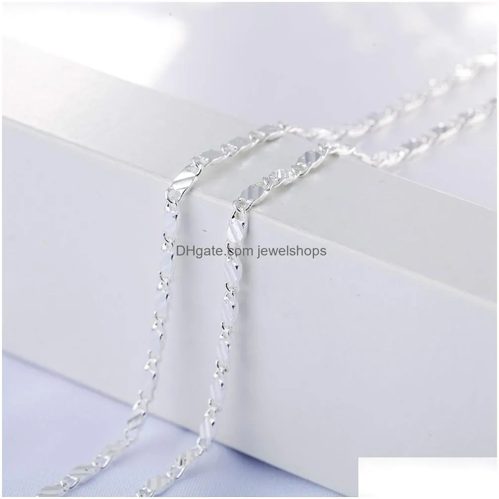 Chains 2Mm Flat Chains Fashion Luxury Women Jewelry 18K Gold Plated Necklace Chain Mens 925 Sier Necklaces Gifts Diy Drop Delivery Jew Dhwhi