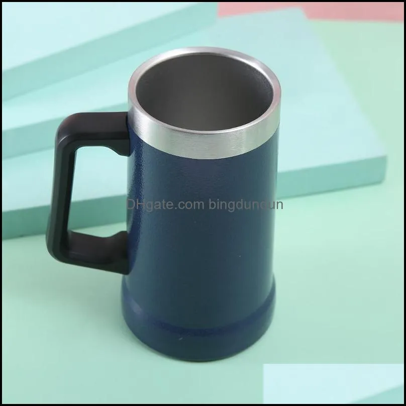 24oz beer mug with handle stainless steel 304 double wall tumbler insulated travel coffee beer cup