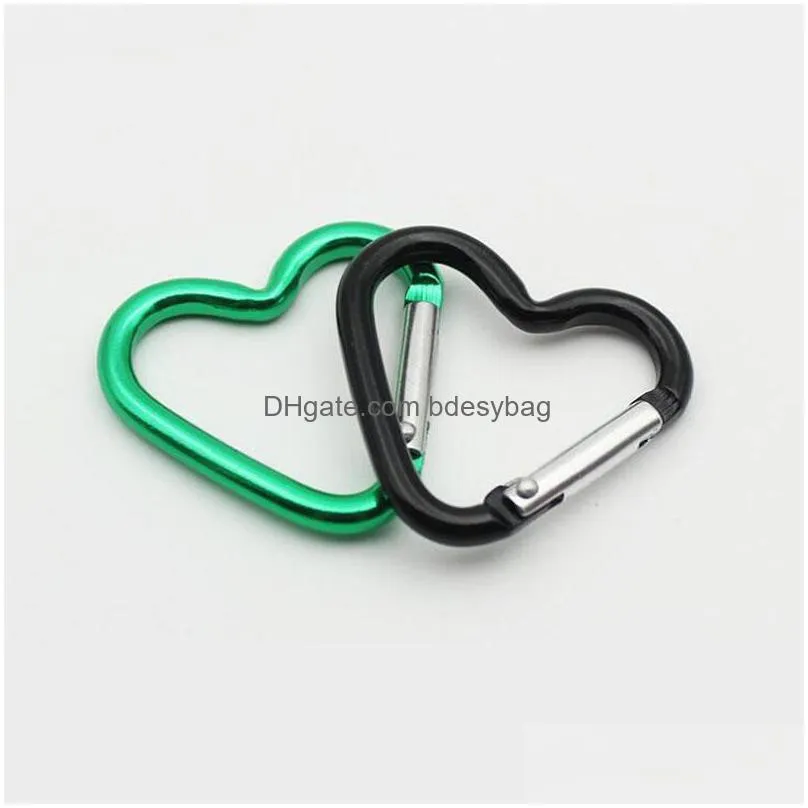 new mini heart shaped aluminum alloy locking mounting carabiner snaphook hook holder 40x44mm factory wholesale lx272