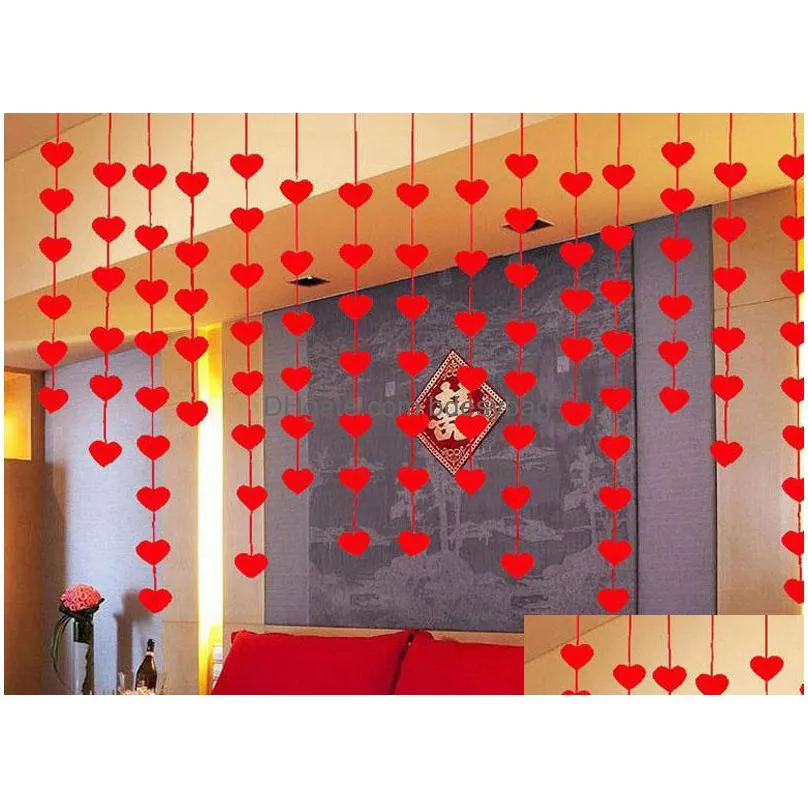 16 hearts romantic wedding decoration marriage room layout diy nonwoven garland creative love heart curtain za5819