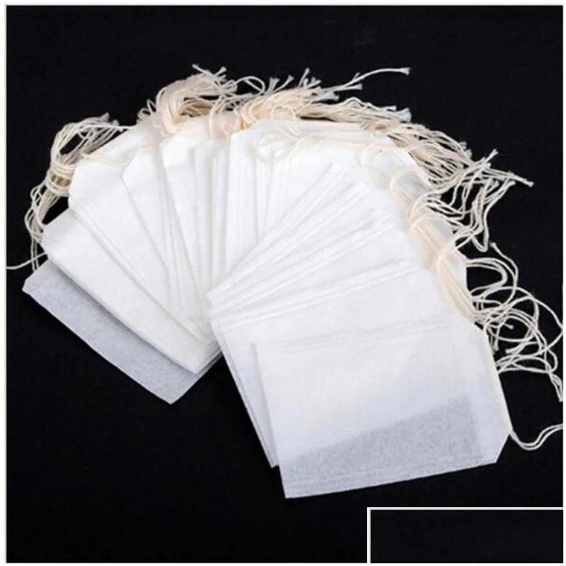 Coffee & Tea Tools 100Pcs Nonwoven Disposable Empty Tea Bags Loose Leaf Coffee Infuser Safety And Environmental Food-Grade Drop Delive Dh8Uh