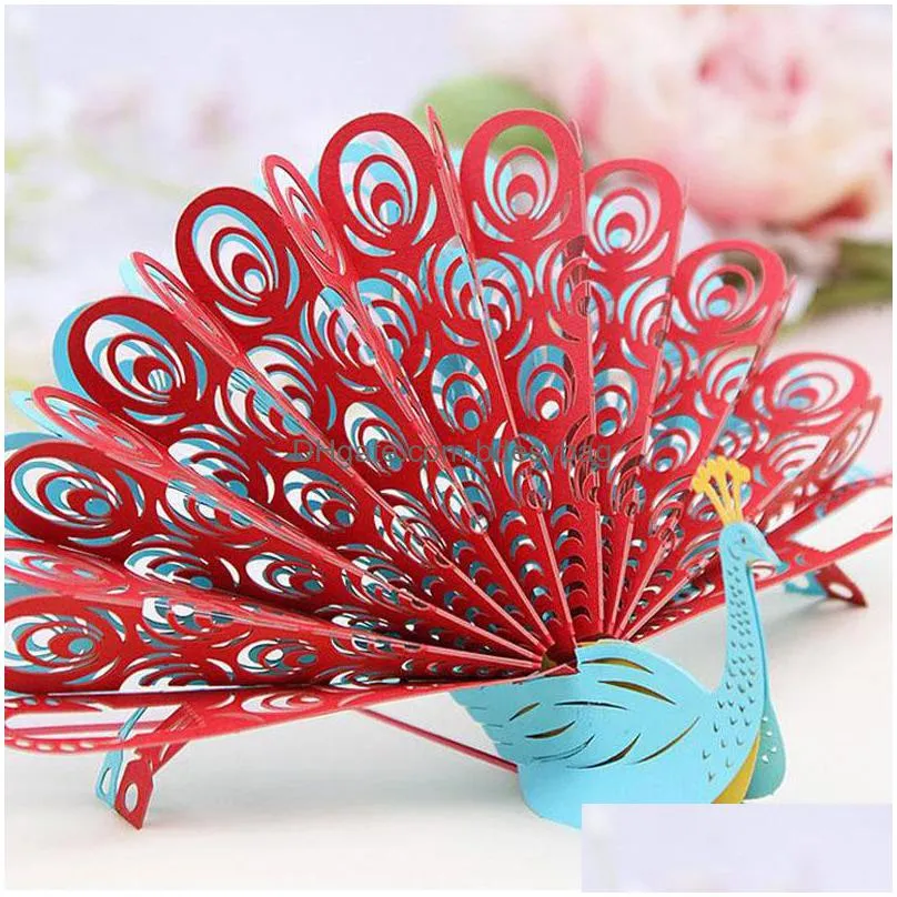 3d  up greeting card peacock birthday easter anniversary mothers day valentines day thanks invitation card gift customs logo za2260