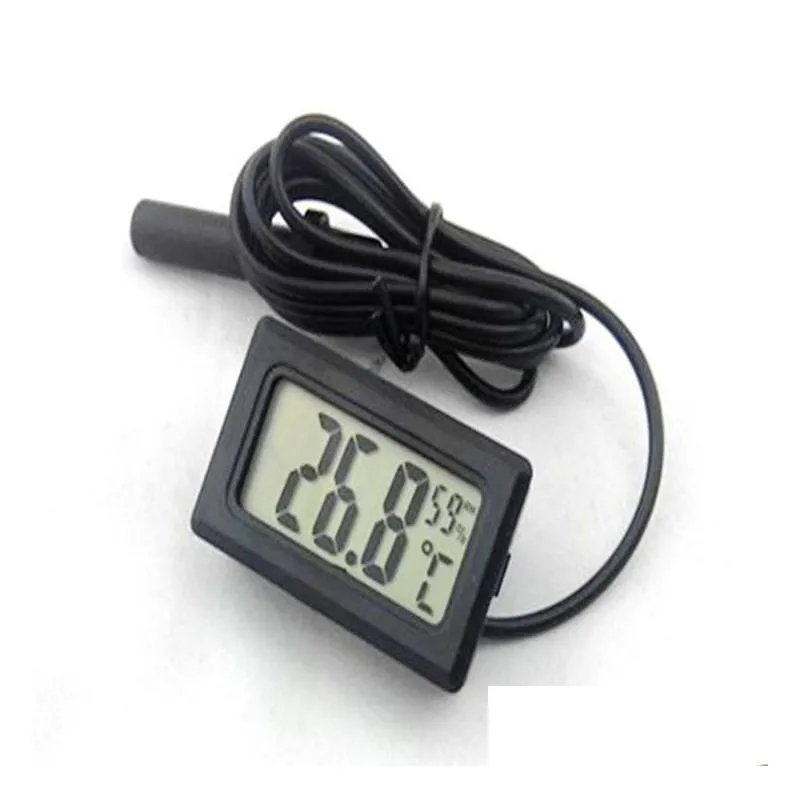 Temperature Instruments Wholesale Mini Digital Lcd Thermometer Hygrometer Temperature Humidity Meter Probe White And Drop Delivery Off Dhzy3