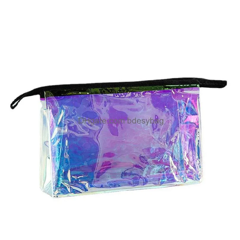 transparent pvc laser cosmetic bag bathroom wash toiletry makeup bag female girls waterproof zipper beauty storage bag lx4885