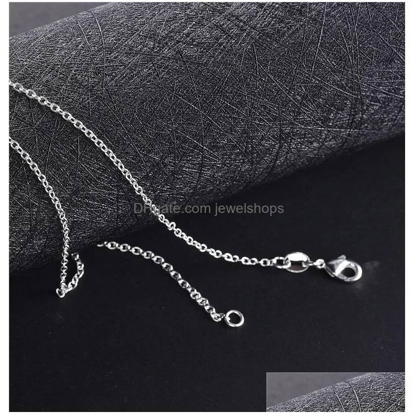 Chains 1Mm 925 Sterling Sier Link Chains Necklaces For Women Pendant Lobster Clasps Rolo Chain Fashion Diy Jewelry Accessories 16 18 2 Dhyxv