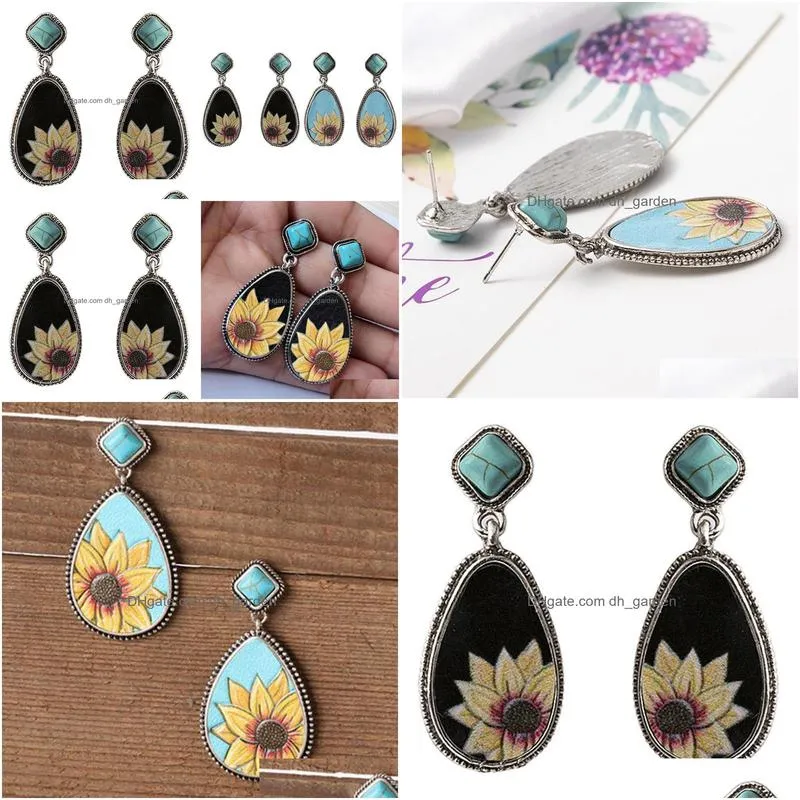 dangle chandelier 1 pair fashion sunflowers earrings girls women vintage small sunflower pendant gifts jewelry