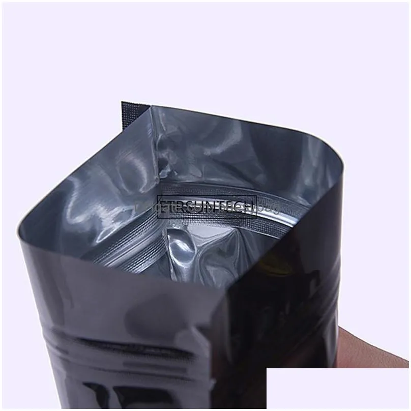 11 size black aluminum foil bag flat bottom metallic mylar black zip bag food packaging bag wholesale lx1042