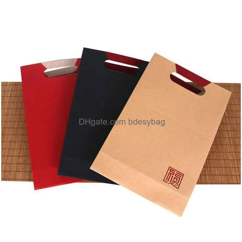red wine kraft paper box double standard packaging gift bags portable handle christmas wedding party favors za5758