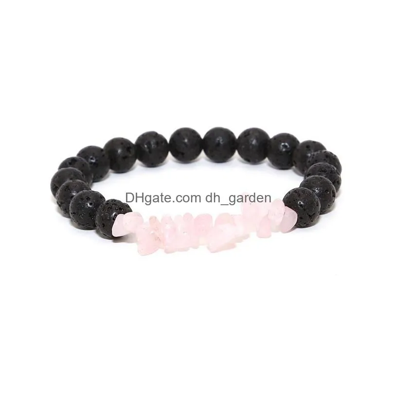 Charm Bracelets Natural Gem Stone Bracelet Irregar Crystal Stretch Chip Quartz Amethyst Beads Lava Bracelets Bangles For Dro Dhgarden Dhmcj