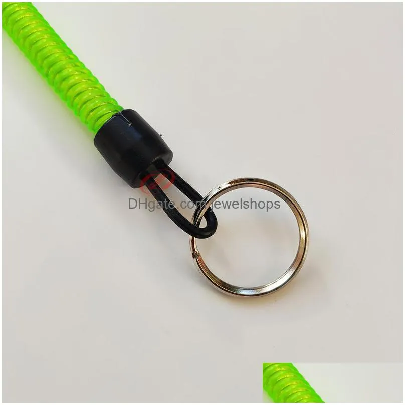 Key Rings Portable Fishing Lanyards Key Chain Ring Retractable Spring Elastic Rope Anti Lost Keychain Cam Carabiner Secure Lock Random Dhdhk