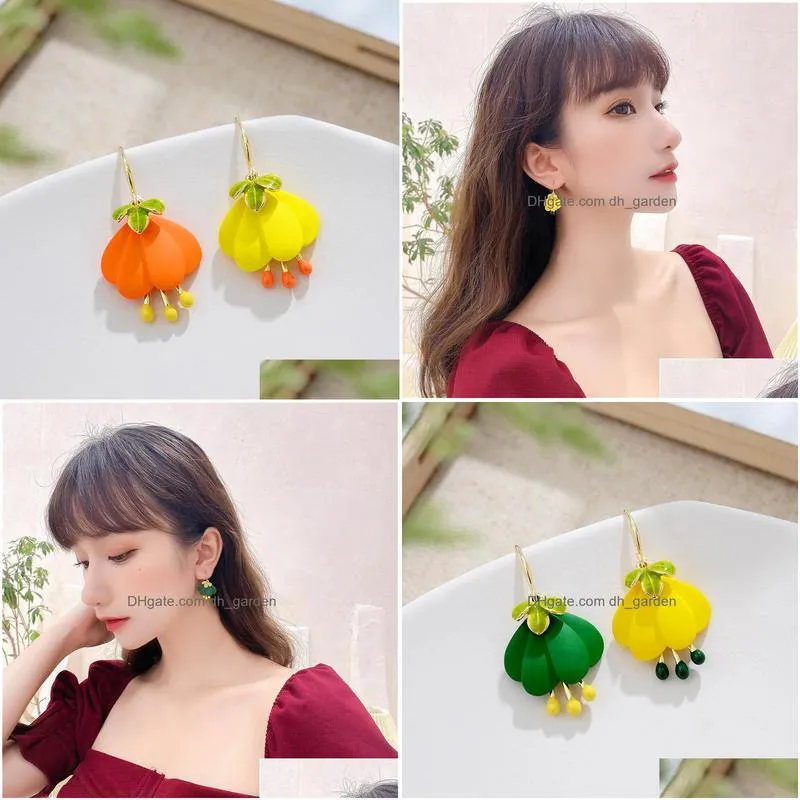 dangle chandelier korean sweet flower earrings 2021 fashion ear hook jewelry female elegant drop girls trendy lovely eardrop