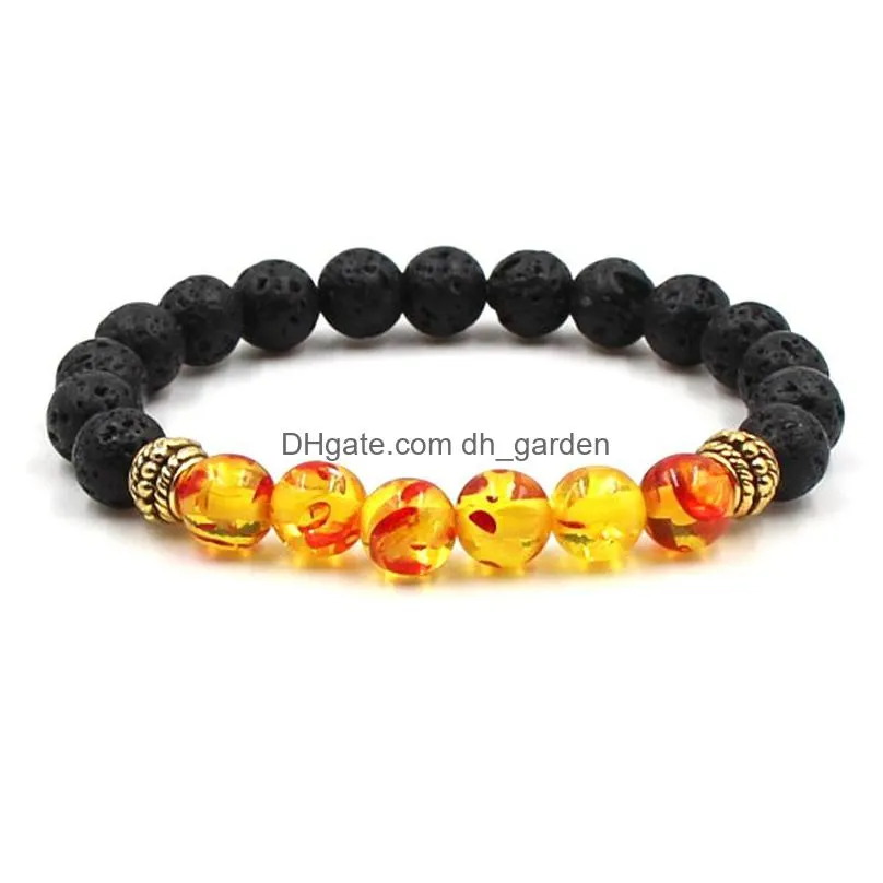 Charm Bracelets Fashion Natural Cross Black Lava Stone Beads Elastic Bracelet Essential Oil Diffuser Volcanic Rock Beaded Br Dhgarden Dhdyp