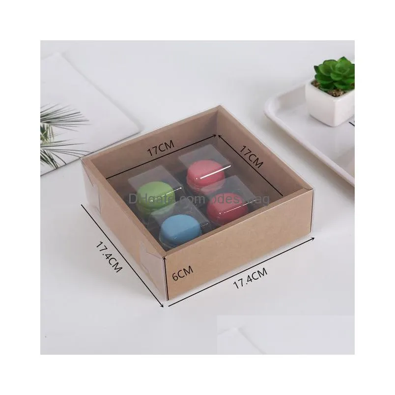 retro kraft paper transparent moon cake egg yolk biscuit pastry box pvc cover baking packaging box gift box lx3218