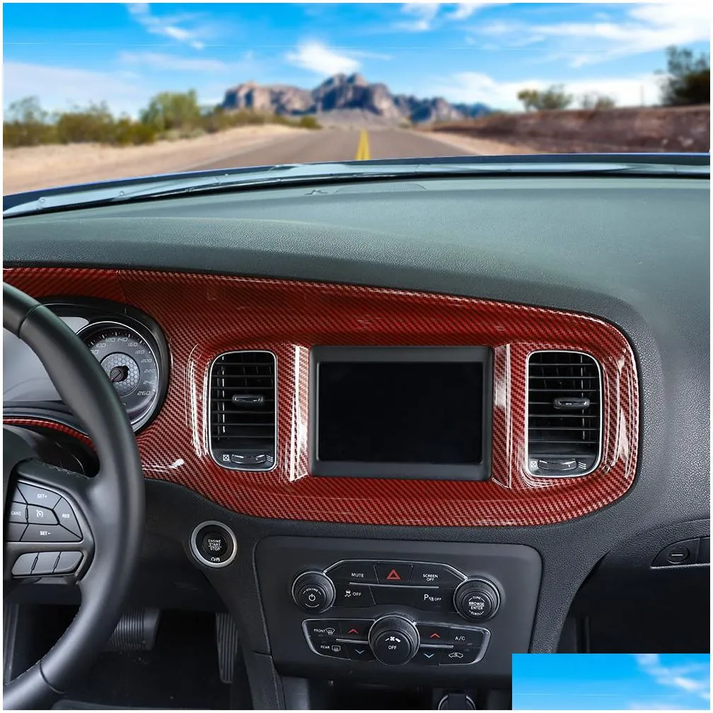 Other Interior Accessories Red Carbon Fiber Interior Console Dashboard Panel Er Trim For   Accessories Drop Delivery Autom Dhnak