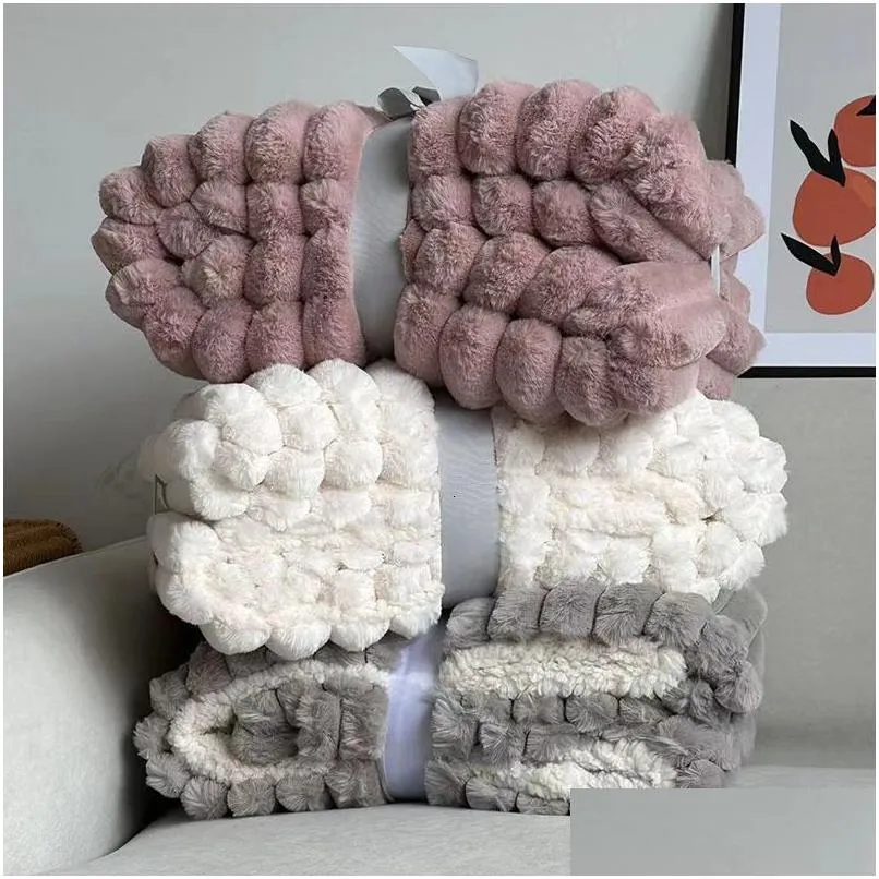 blankets ins high quality faux-rabbit fur autumn winter warm blanket thicken plush sofa blankets for beds high-end warmth sofa blanket