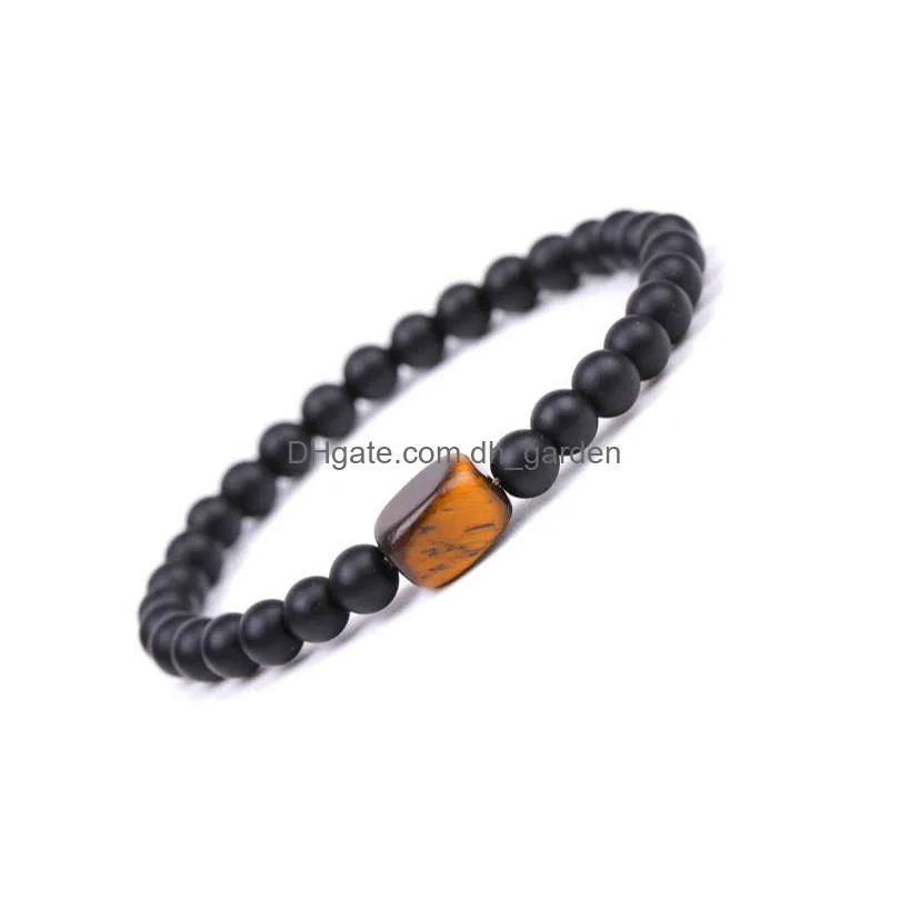 Charm Bracelets Natural Stone Chakra Bracelet 6Mm Lava Tigers Eye Amethyst Bead Bracelets Women Man Jewelry Drop Delivery Jew Dhgarden Dhchv