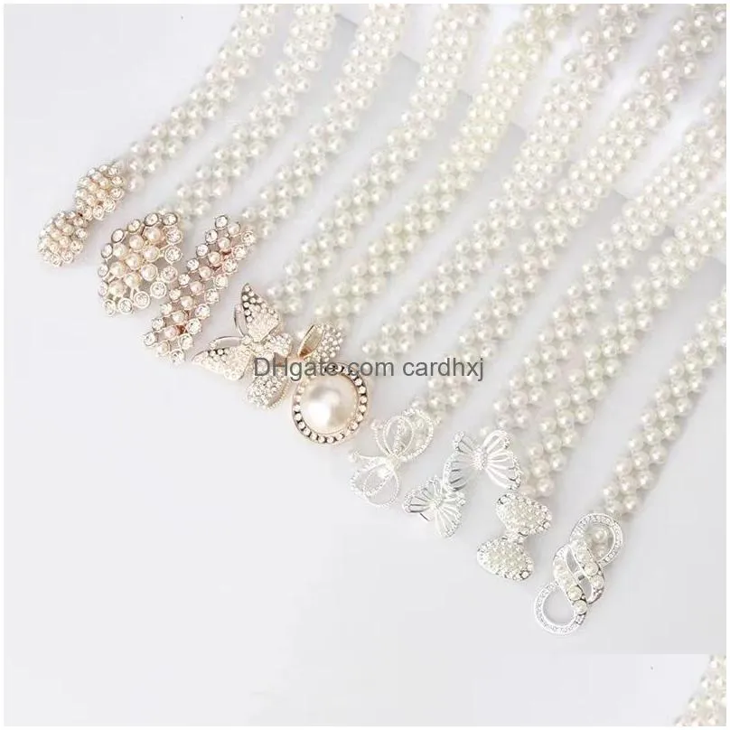 Belly Chains Classic Luxury Wedding Pearl Thin Belt Womens Versatile Decoration Girdle Party Fashion Sweet Dress Waist Chain For Girl Dhuom
