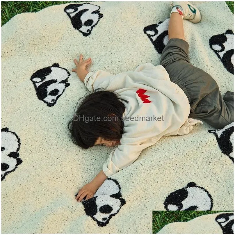 blankets panda feather yarn blanket thicken warm for bed sofa soft skin friendly warmth comforter room decor 130x160cm
