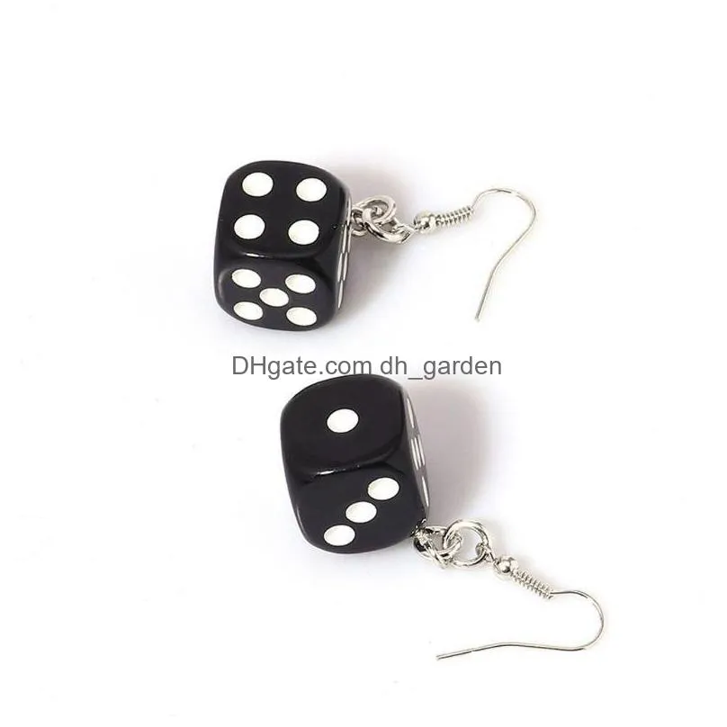 dangle chandelier funny dice earrings acrylic white cube 3d cubic charm drop