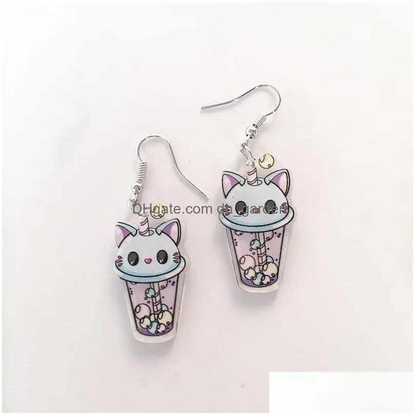 dangle chandelier wholesale cute acrylic earrings for women creative handmade funny tea cup personality cartoon bottle