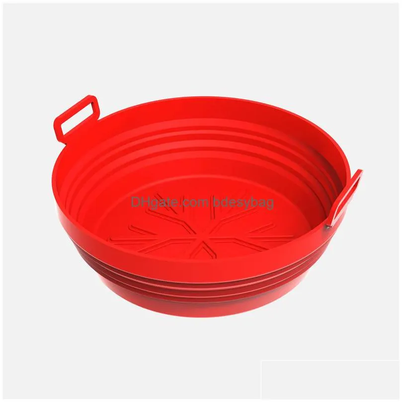 foldable air fryer silicone pot non stick baking tray fried chicken basket mat air fryers liner replacemen grill pan tool lx5234