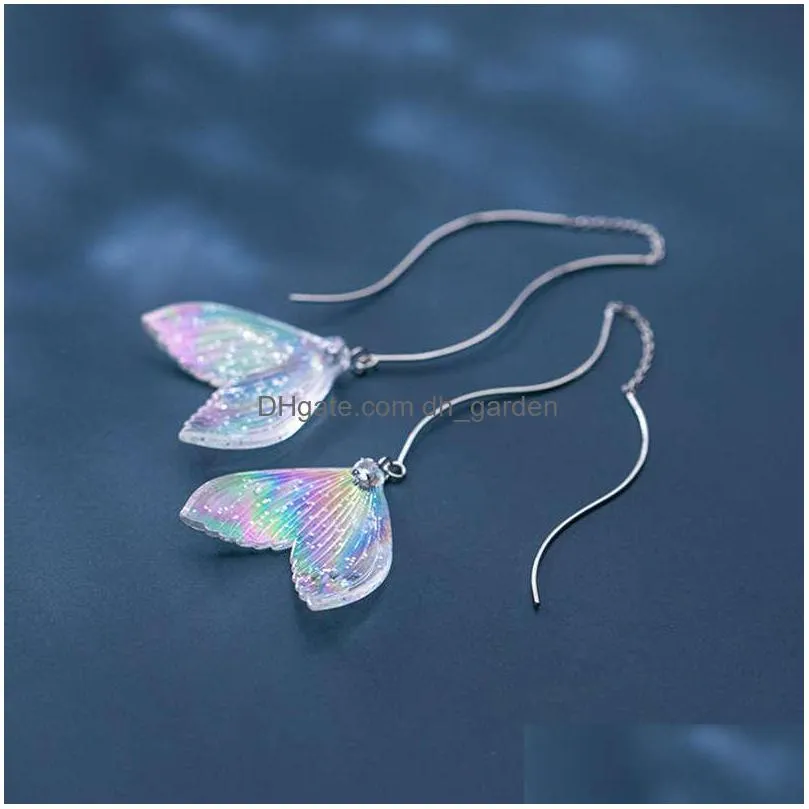 dangle chandelier inzareal 925 sterling silver tassel colored tail drop earrings for fashion women party fine jewelry bohemian