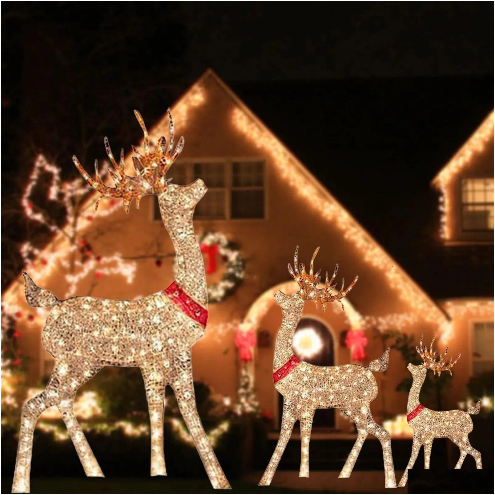 Christmas Decorations Christmas Decorations Light-Up Deer Led Lighted Reindeer For Xmas Decoration Luminous Ornament Outdoor Drop Deli Dhxx2