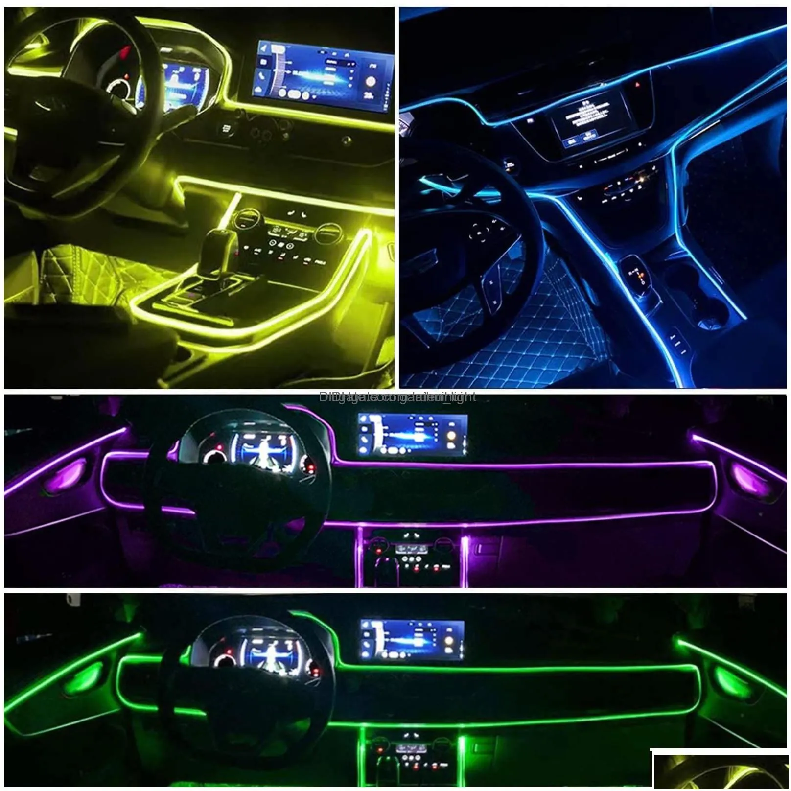 Decorative Lights Led Strips Car Interior Neon Rgb Strip 4/5/6 In 1 Bluetooth App Control Ambient Atmosphere Dashboard Lamp Drop Del Dhby0