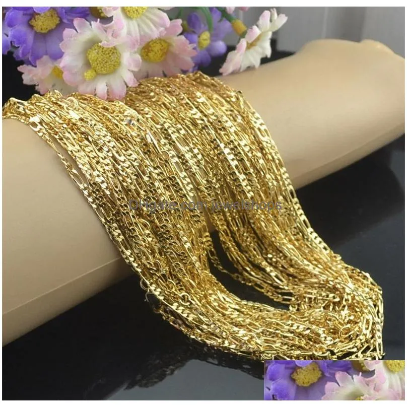 Chains 2Mm Figaro Chain Gold Plated Necklaces For Men Women 31 Flat Design Jewelry Fashion Diy Accesories Gifts 16 18-30 Inches Drop D Dhvp5